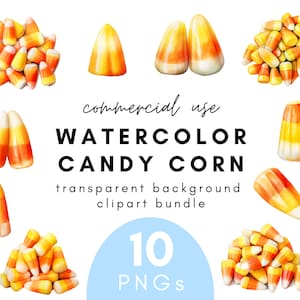 Watercolor Candy Corn Clipart- 10 Transparent Background PNG Commercial Use Instant Download
