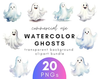 Niedliche Aquarell Geist Clipart-20 transparenten Hintergrund PNG kommerzielle Nutzung Instant Download