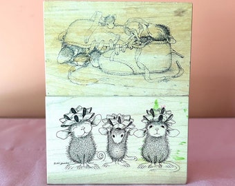 "Haus-Maus Holz montiert Stempel (2 verfügbar - ""Gewickelt und bereit"" und ""Baby Schuhe"") Kartenherstellung Papier Basteln Scrapbooking."