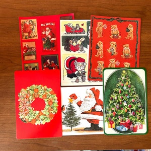 Vintage Postkarten/Sticker Pack (3 Postkarten und 3 Sticker Bögen) Hallmark Christmas Briefpapier Penpals Snail Mail Weihnachtspost