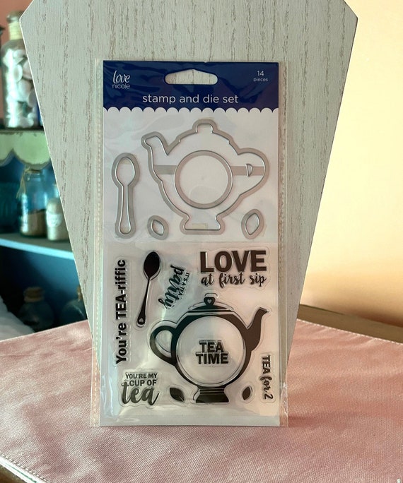 Love Nicole Tea Themed Stamp/die Set includes 14 Pieces Paper