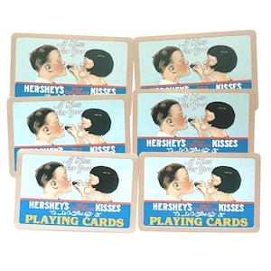 Cartes à jouer vintage Hershey's Chocolate (6 cartes identiques incluses) Journal indésirable « Un baiser pour vous » Créations en papier de collection