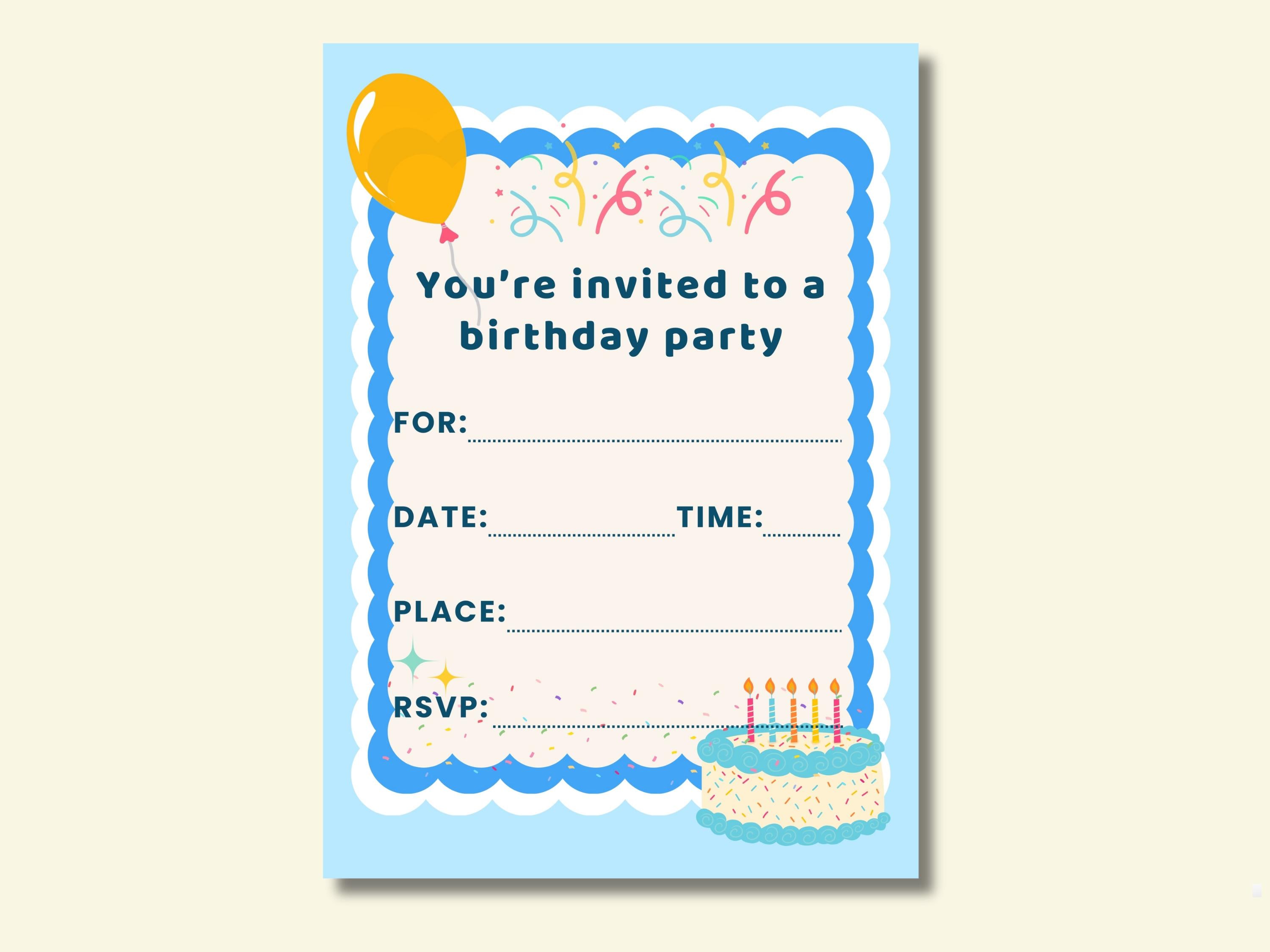 Fill In Party Invitations Fill in Birthday Invitation, Blank Party Invite, Printable Birthday ...