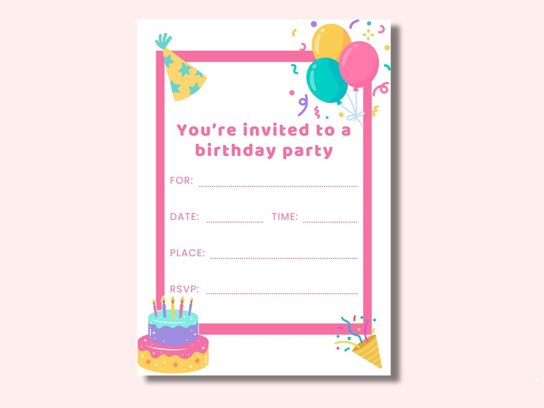 Printable Fill In Invitations Printable Fill in Birthday Cake Invitation, Handwritten Instant ...