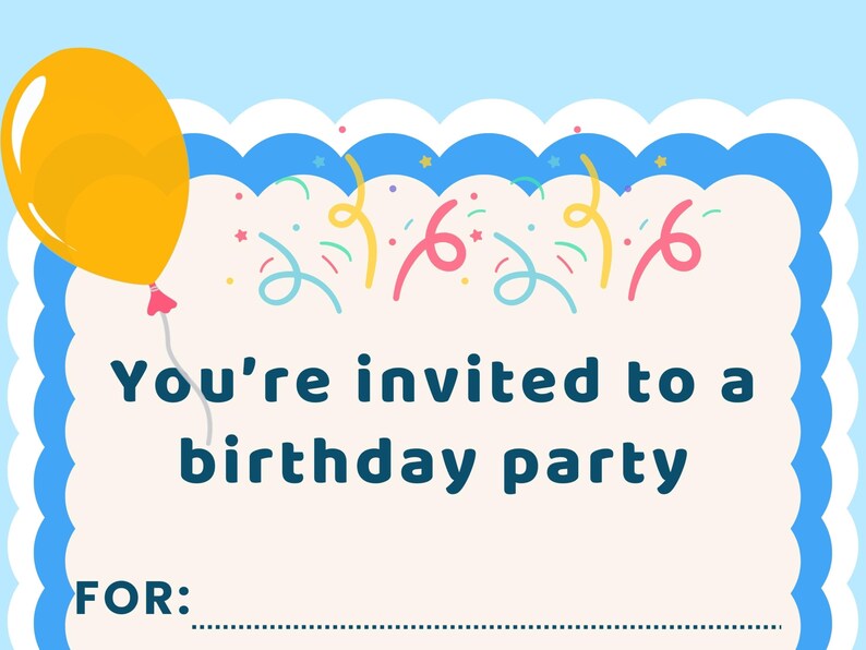 Fill In Party Invitations Fill in Birthday Invitation, Blank Party Invite, Printable Birthday ...