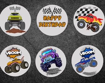 Monster Truck Birthday Cake Toppers, Party Decor (Instant Download)