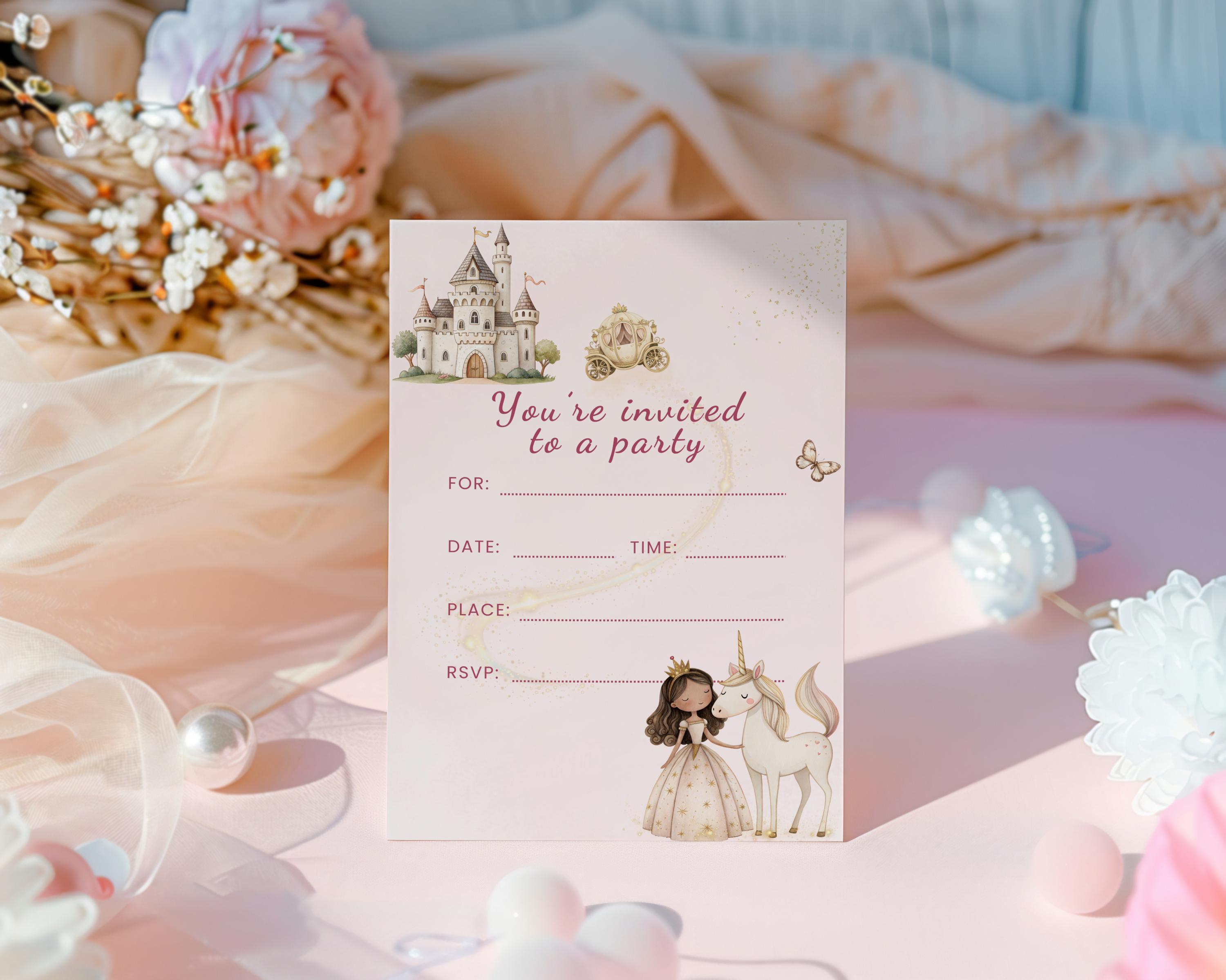 Fill In Party Invitations Princess Fill in Birthday Invitation, Printable Unicorn Blank Party ...