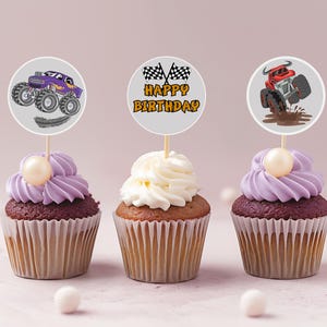 Monster Truck Cake Toppers, Monster Truck Birthday, Printable Kids Party Decor, Boy Party Monster Truck Theme, Instant Download Cake Toppers