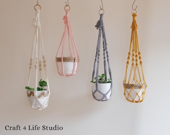 No-tassel Macrame Plant Hanger Indoor Pot Hanger, Hanging Pot Holder, Indoor Hanging Planter, Hanging Plant, Gift For Plant Lover