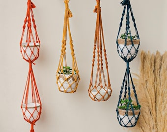 No-tassel Plant Hanger Macrame Indoor Hanging Pot Holder, Hanging Planter, Indoor Plant Hanger, Hanging Plant Display,Gift For Plant Lover
