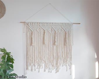 Large Macram Wall Hanging, Over The Bed Wall Decor, Macrame Head Board, Macrame Curtain, Window Curtain, Window Valance, Shower Curtain
