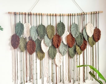 Large Macrame Leaf Wall Hanging Woven Yarn Art For Chic Boho Home Decor, Woven Wall Hanging, Handmade Macrame Art For Wall Decor