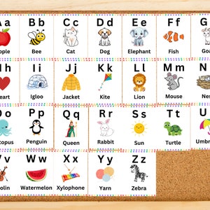 carteles del alfabeto; Letras; Descarga digital; Decoración; Aula; Guardería; Educación en casa; Centro de Aprendizaje