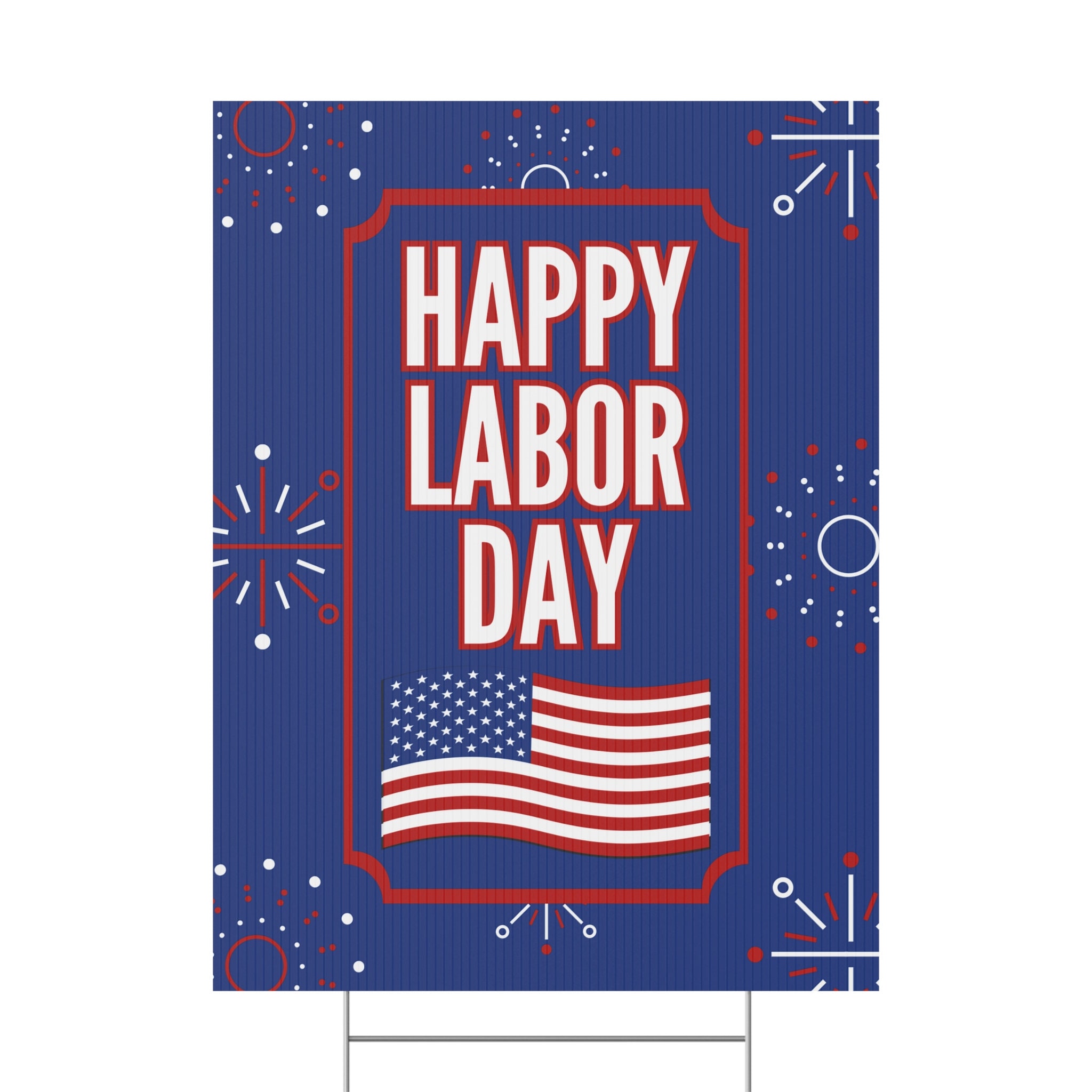 Happy Labor Day Yard Plastic Sign With Metal HStake, Labor Day Sign