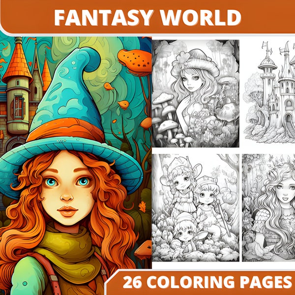 Fantasy World Coloring Book Etsy
