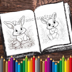 30 Happy Rabbits Coloring Pages + 7 Colored Images + Cover Bonus ...