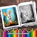 30 Happy Rabbits Coloring Pages 7 Colored Images Cover Bonus, Printable ...