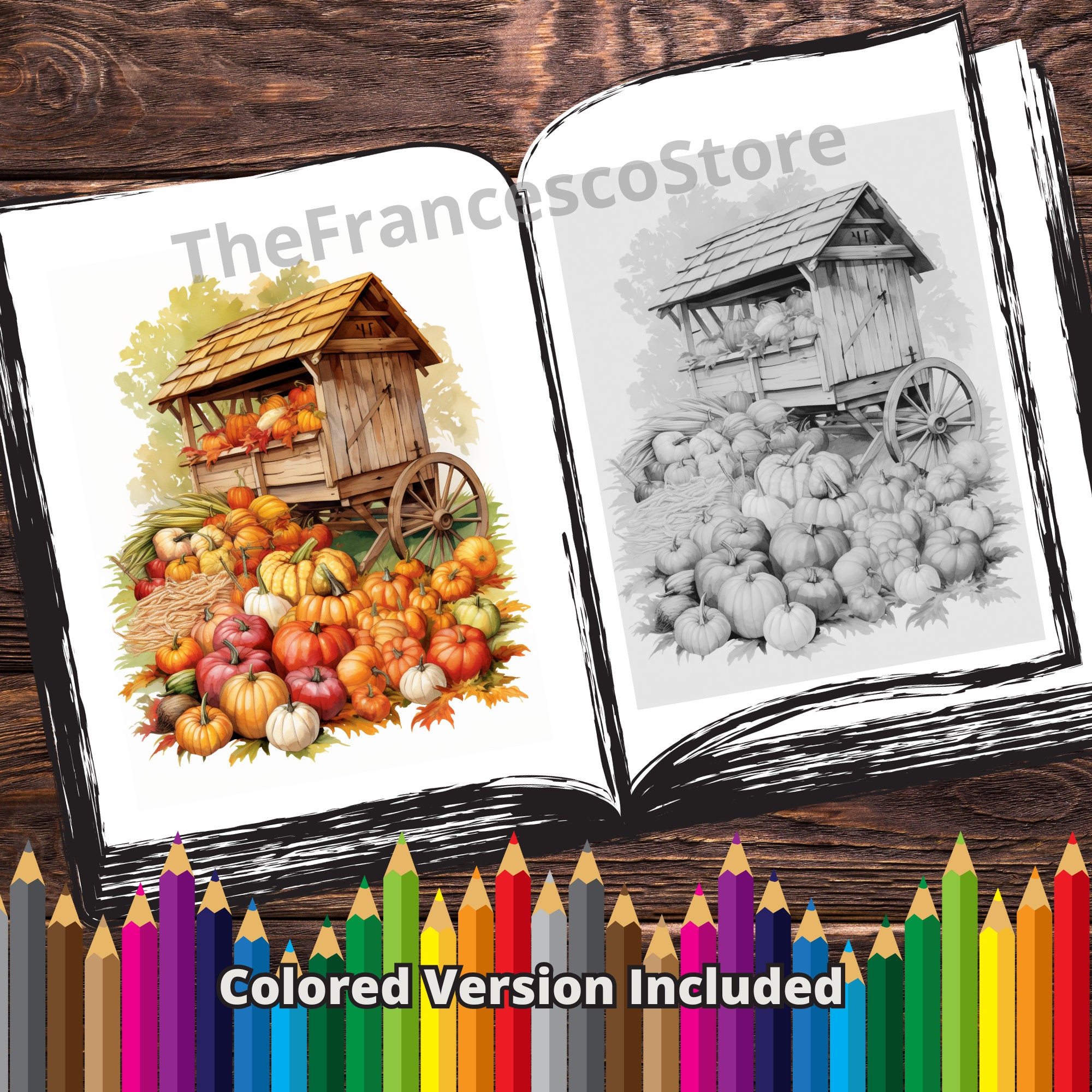 95 Autumn Coloring Pages, Fall Coloring, Printable Adult Coloring Page ...