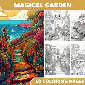 Coloring Books , Magical Garden Coloring Book, Digital Coloring Book,  PDF DOWNLOAD