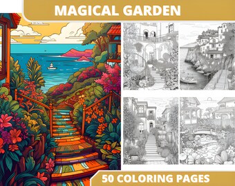 Magical Garden Coloring Book: 50 Floral Designs (PDF Download)