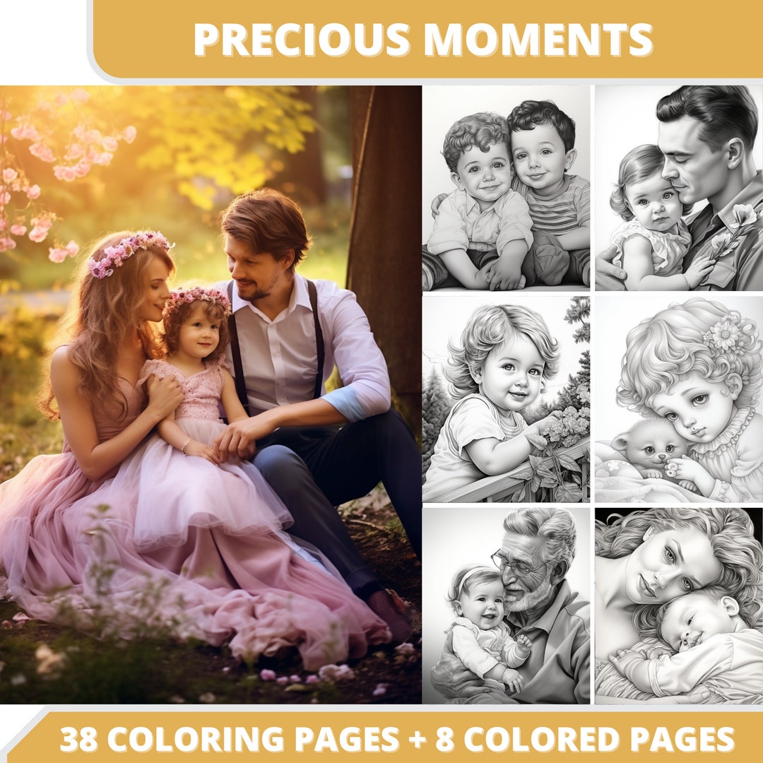 38 Precious Moments Coloring Pages + 8 Colored Images + Cover Bonus ...