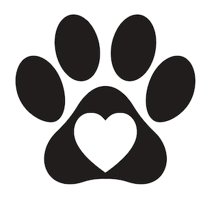Paw Print Heart - Dog Cat, Transparent Background (Digital Download)