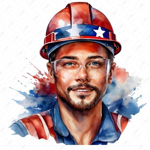 10 lavoratori PNG, artigianato del Labor Day, PNG stampabile del Labor Day, clipart acquerello dei lavoratori del Labor Day, arte del Labor Day, maglietta del patriottismo DTF, lavori PNG