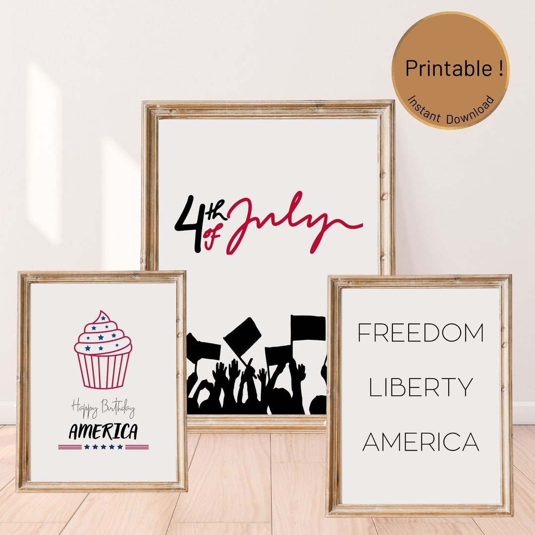 4th of July Neutral Wall Prints, 4th of July Gallery Wall Art Set, 4th ...