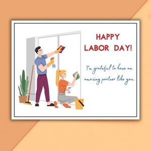 Regalo divertente per un biglietto di compleanno per lui, carta regalo per la festa del lavoro, arte di pittura digitale stampabile per la festa del lavoro felice, artigianato per la festa del lavoro, disegno di lavori domestici