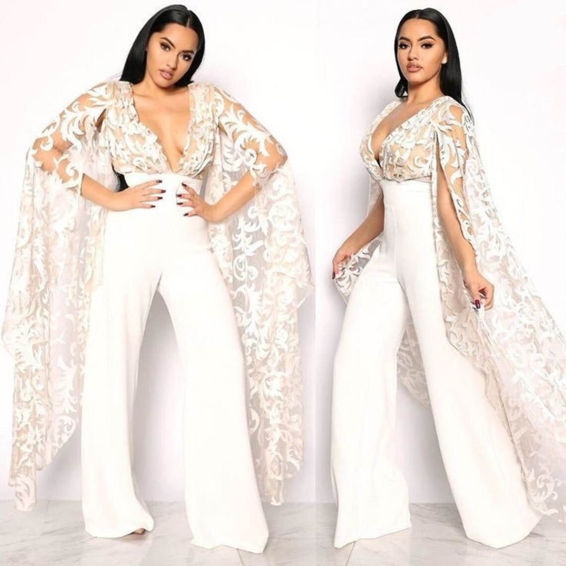 Bridal Wedding Jumpsuit,palazzo Jumpsuit,wedding Reception Jumpsuit