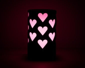 3D Printed LED Lamp – Eco-Friendly Night Light with Soft Glow & Heart Pattern