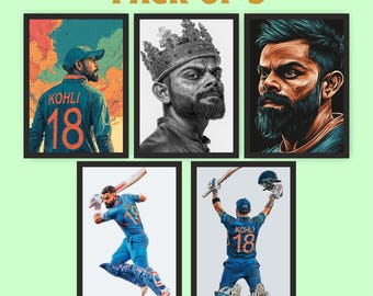 Virat Kohli India Cricket Poster Set, Digital Download (PNG, JPG)