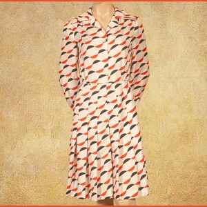 Vintage 60s &#39;Mercier&#39; Abstract Print Dress (size US6, UK10, FR38, D36, IT42)