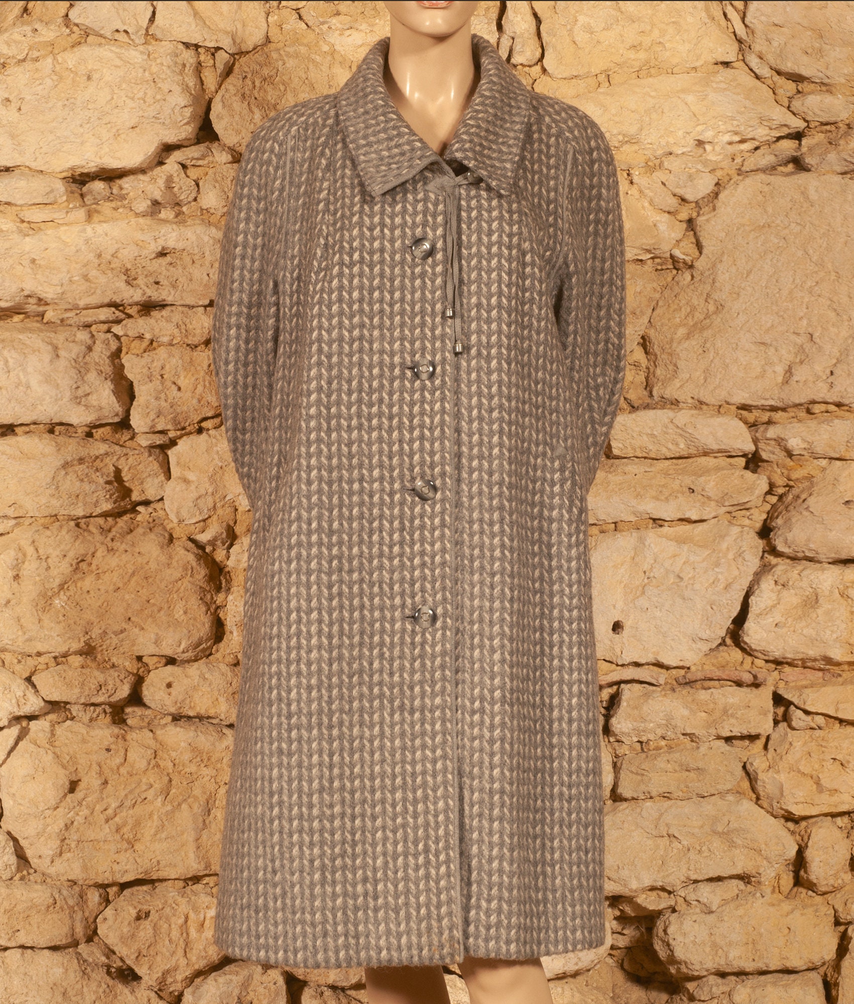 Vintage 60s 'goetz Modell' Tweed Overcoat (size UK14, US10