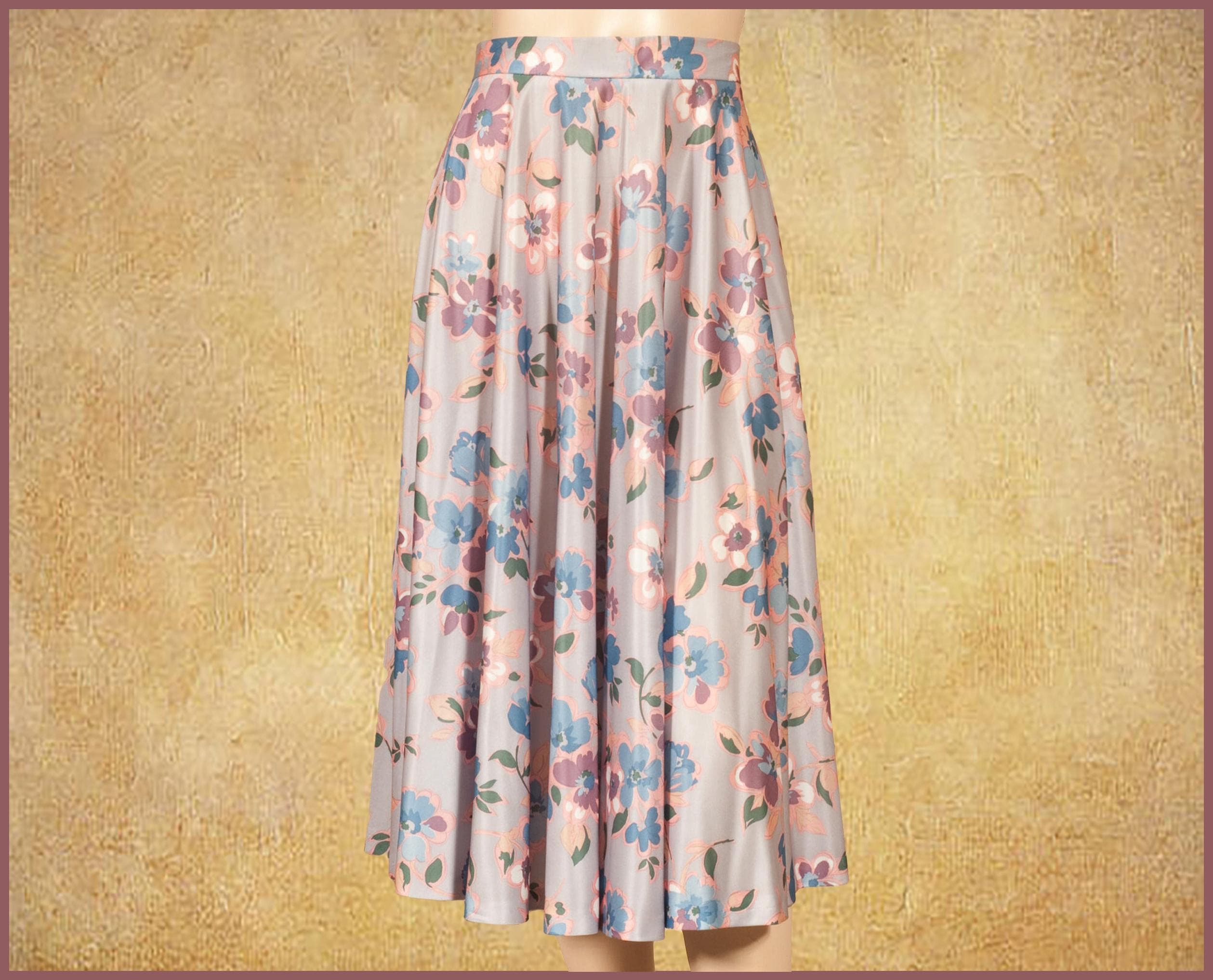 Vintage 70s Floral Print Summer Skirt (size UK8, US4, FR36