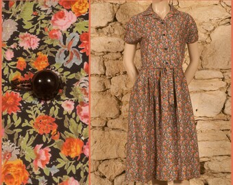 Robe Mi-longue Vintage 80/90's COVER Starlette, Taille M (FR38), évasée, Multicouleur