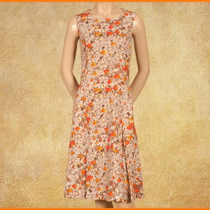 Vintage 60s &#39;Roma&#39; Floral Print Summer Dress (size UK8 small 10, US4 small 6, FR36 petit 38, D34/36, IT40/42)