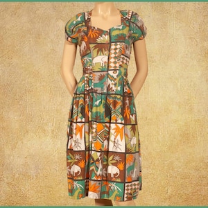Vintage 80s Ethnic Print Dress (size US6, UK10, FR38, D36, IT42)