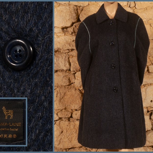 Pardessus en lama et laine vintage des années 60 (taille UK16, US12, FR44, D42, IT48)