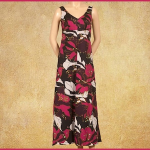 Vintage 60s Floral Maxi-Dress (size UK8 small 10, US4 small 6, FR36 petit 38, D34/36, IT40/42)