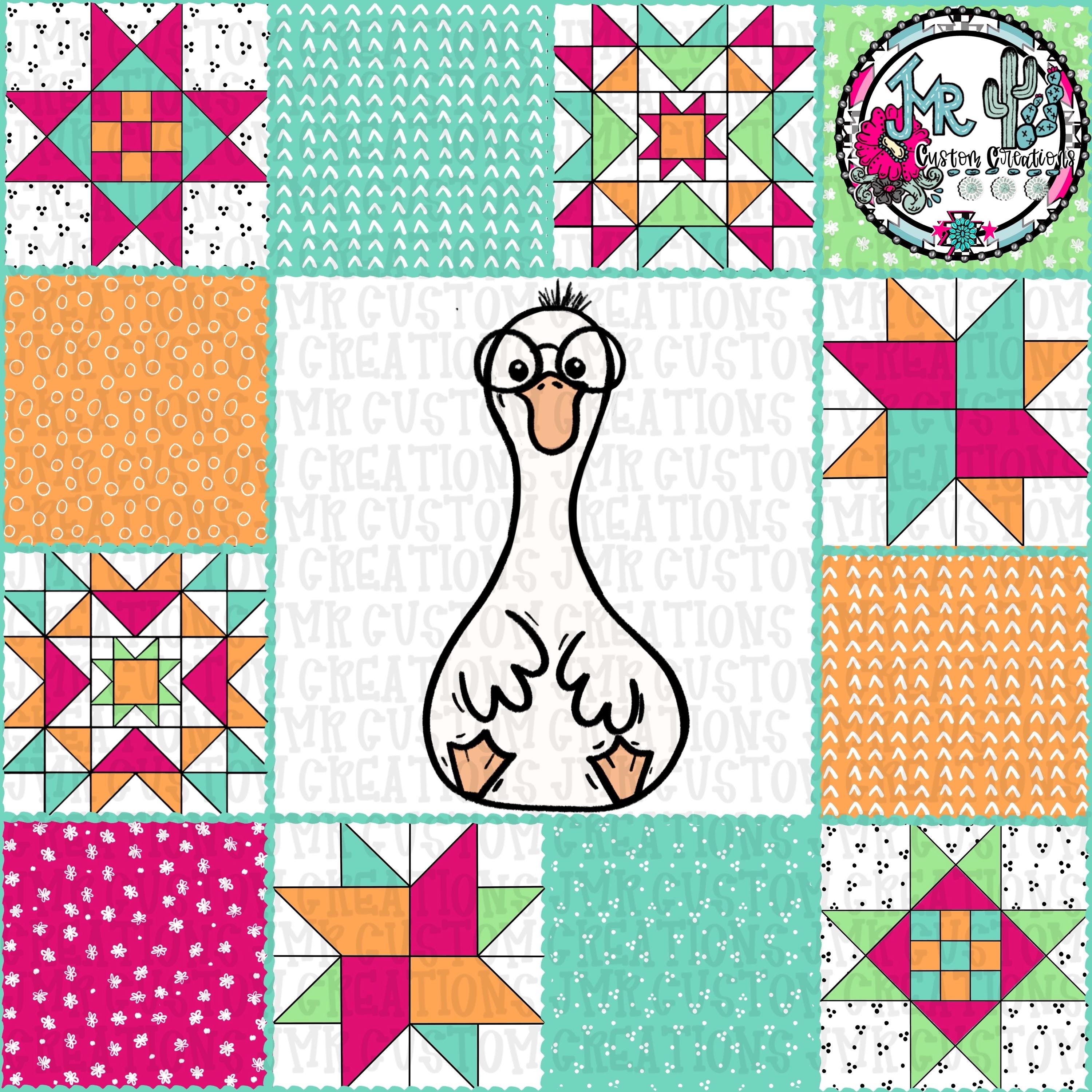 Silly Pattern Block Silly Goose Vintrage Quilt Block 8 Different Seamless Digital Pattern ...
