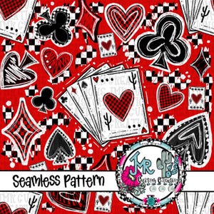 Papel con patrón digital de naipes Wildcard Gamble sin costuras: JPG