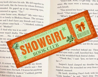 Showgirl Bookmark Ticket: Orange Glitter Swiftie Favor (PDF Download