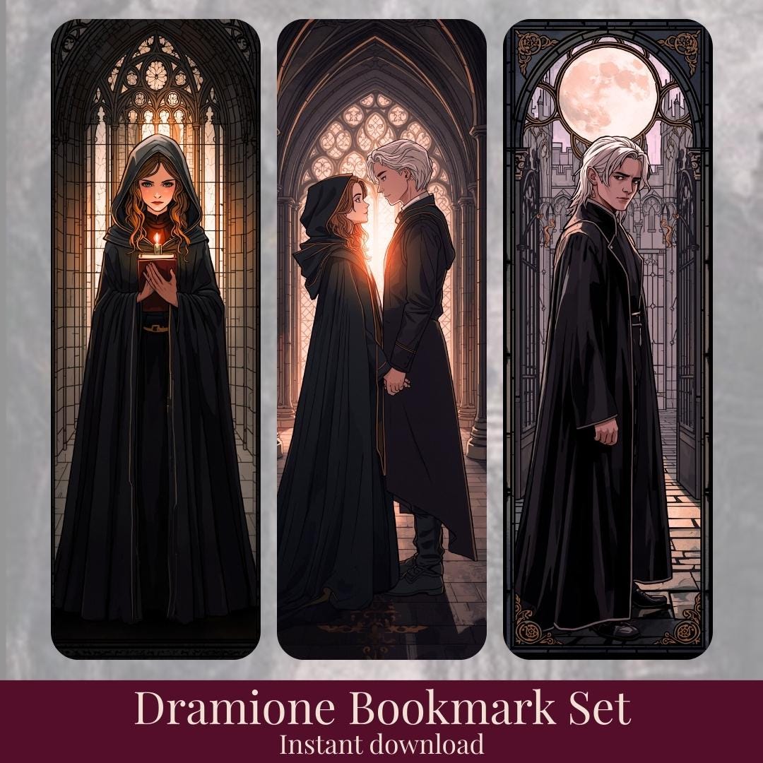 Dramione Fanfic Stained Glass Style Fantasy Bookmarks Gift for Readers ...