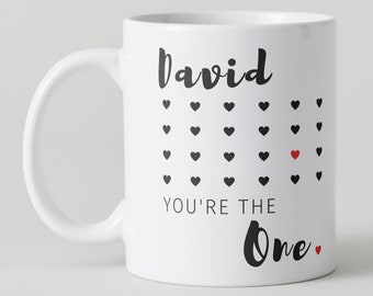 Personalised You’re the One Mug - Valentines, anniversary, engagement, wedding, love, bride, groom, wedding gift, boyfriend, girlfriend