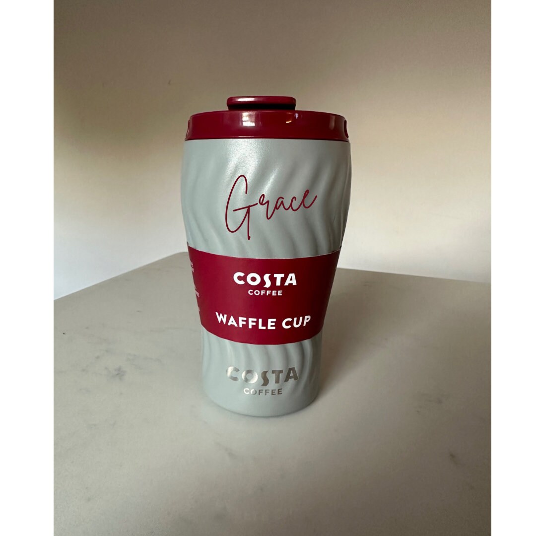 Personalised Waffle Costa Coffee Travel Cup/ Christmas/ Teacher Gift
