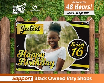 Sweet 16 Birthday Banner – Personalized Design, Weatherproof Vinyl