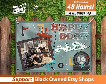 Paintball Birthday Banner, Personalized Party Decor
