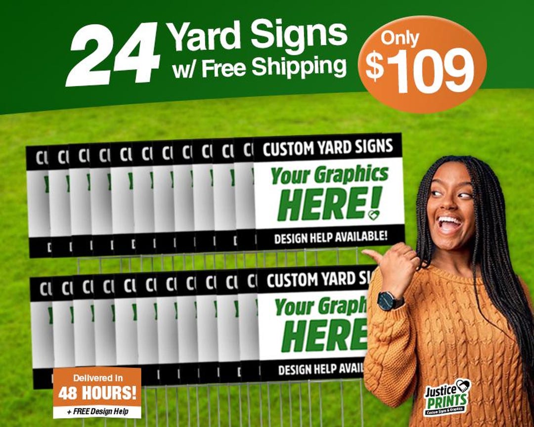From 24 Custom Yard Signs / Fast Shipping / 48 Hours Delivery! / Size ...