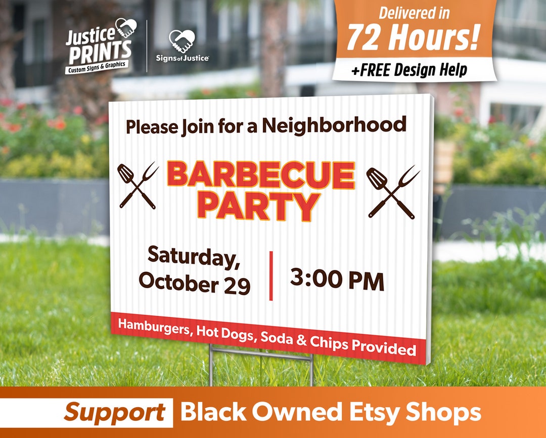 Cookout & Grilling Event Yard Signs + FREE Graphic Design + Fast Free ...